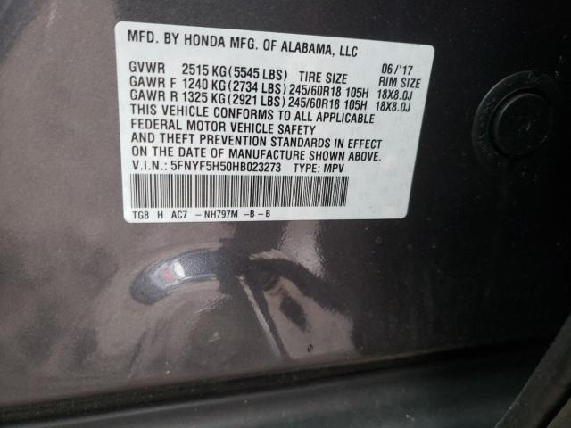 2017 HONDA PILOT EXL - 5FNYF5H50HB023273