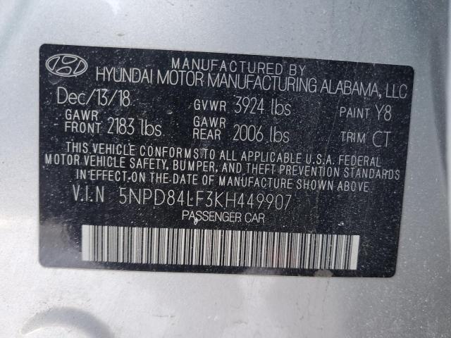 5NPD84LF3KH449907 | 2019 HYUNDAI ELANTRA SE