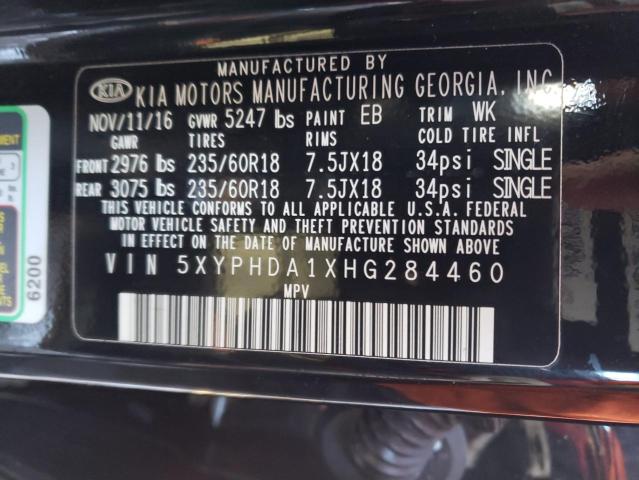 5XYPHDA1XHG284460 KIA SORENTO EX