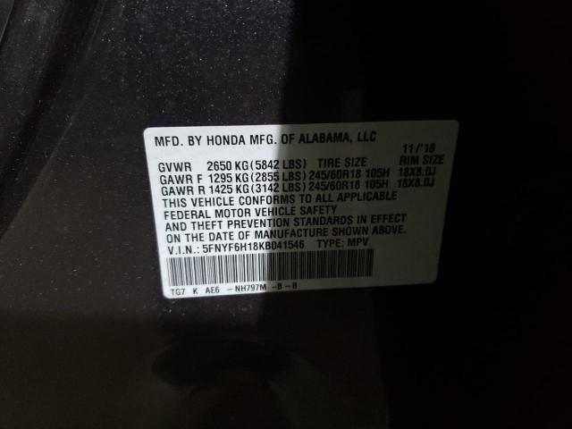 2019 HONDA PILOT LX - 5FNYF6H18KB041546