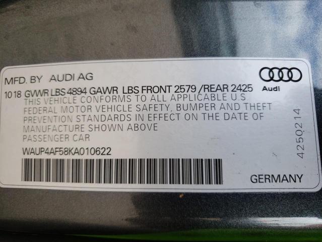 2019 AUDI S5 PREMIUM - WAUP4AF58KA010622