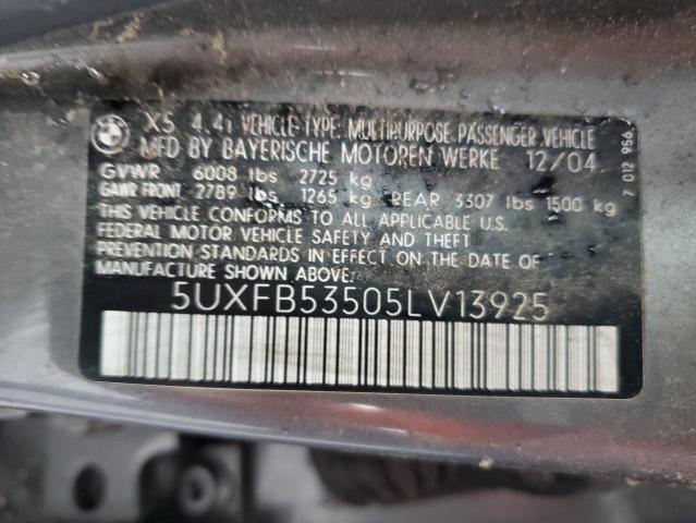 5UXFB53505LV13925 BMW X5 4.4I