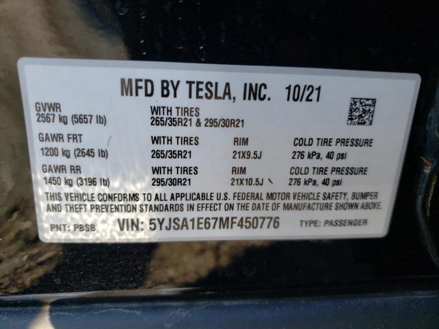 2021 TESLA MODEL S - 5YJSA1E67MF450776
