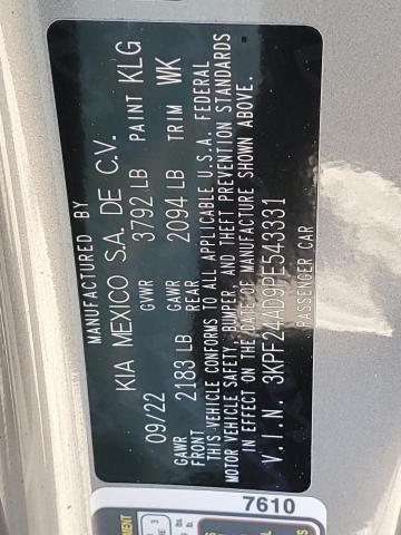 3KPF24AD9PE543331 KIA FORTE LX