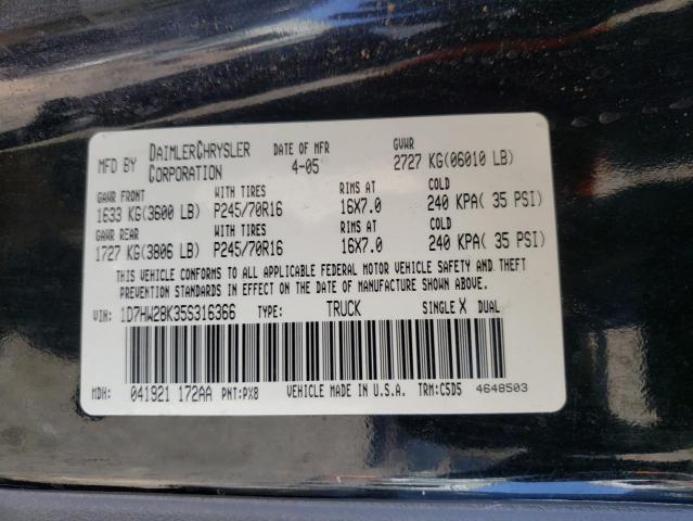 1D7HW28K35S316366 Dodge Dakota Quad