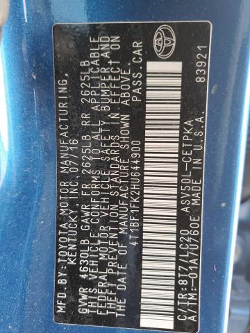 2017 TOYOTA CAMRY LE 4T1BF1FK2HU644900