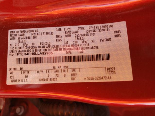 2020 FORD RANGER XL - 1FTER4FH5LLA92905