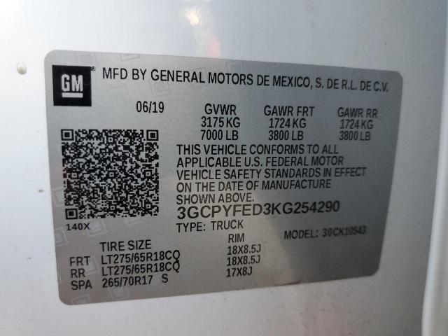 2019 CHEVROLET SILV1500 4 - 3GCPYFED3KG254290