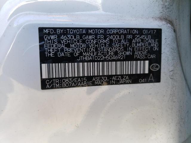 2017 LEXUS IS 200T JTHBA1D22H5046921