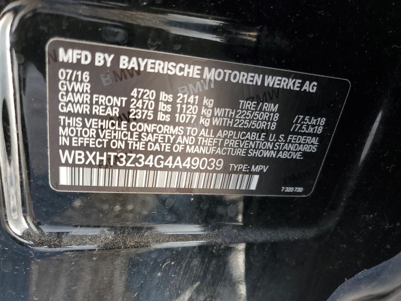 WBXHT3Z34G4A49039 2016 BMW X1 xDrive28I