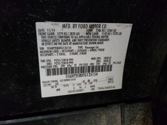 2015 FORD TAURUS SEL 1FAHP2E80FG135154