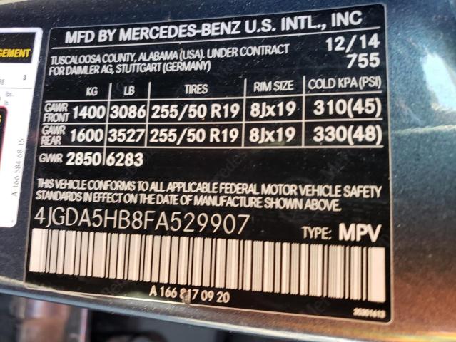 VIN 4JGDA5HB8FA529907 2015 Mercedes-Benz ML-Class, ... no.13