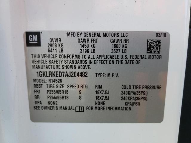 1GKLRKED7AJ204482 GMC ACADIA SL