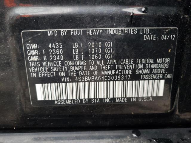 4S3BMBA64C3039317 Subaru Legacy 2.5i