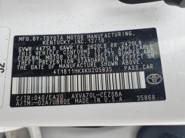 2019 TOYOTA CAMRY L - 4T1B11HKXKU205835