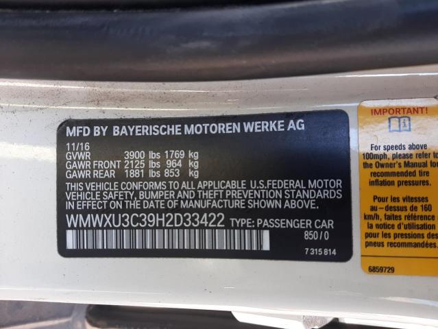 WMWXU3C39H2D33422 Mini COOPER S