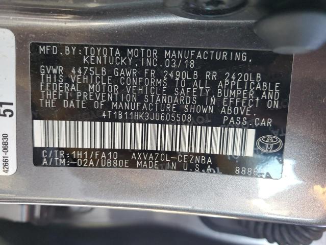 2018 TOYOTA CAMRY L - 4T1B11HK3JU605508
