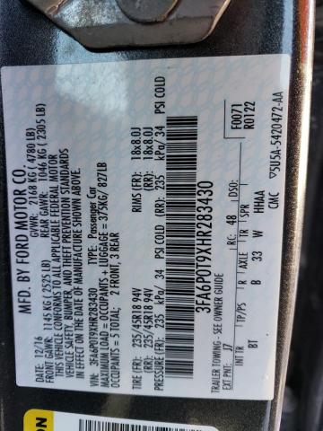 2017 FORD FUSION SE - 3FA6P0T9XHR283430