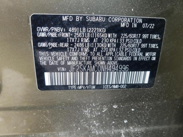 2022 SUBARU FORESTER W JF2SKAMC0NH494996
