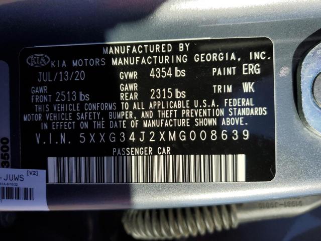 2021 KIA K5 EX - 5XXG34J2XMG008639