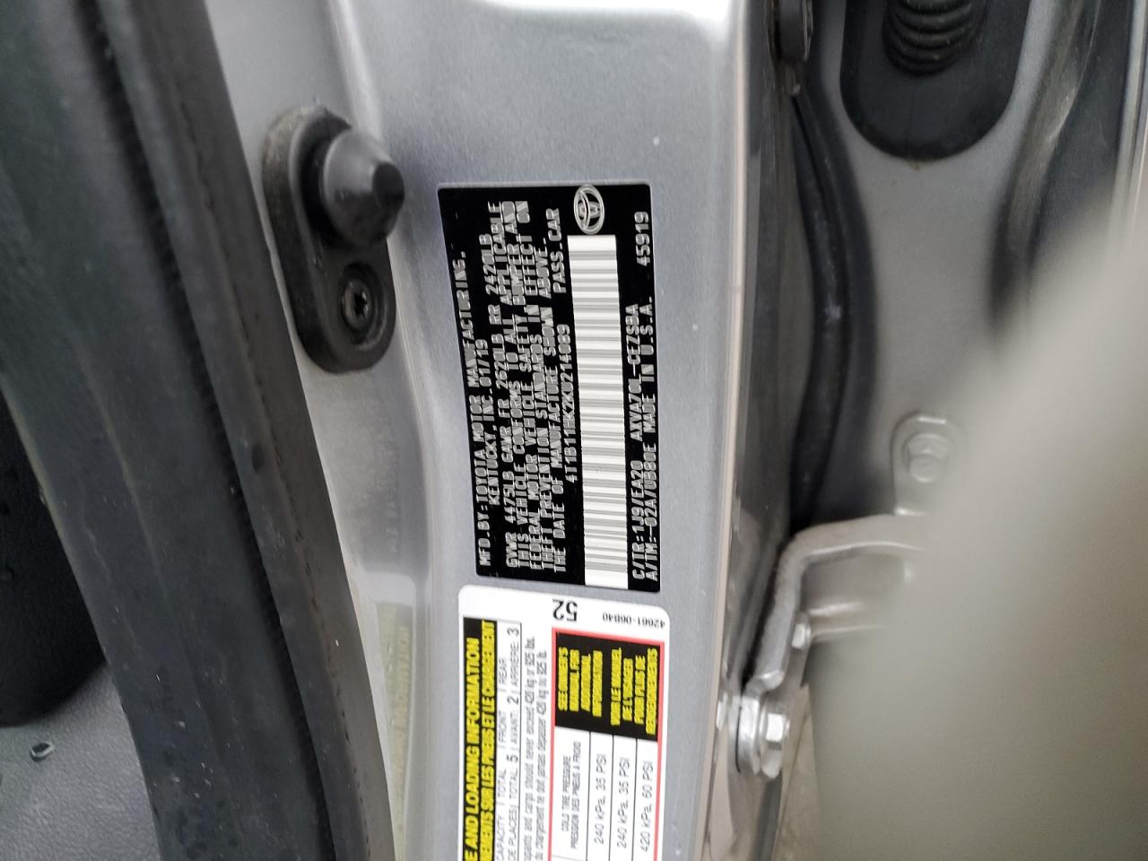 4T1B11HK2KU214089 TOYOTA CAMRY 2019