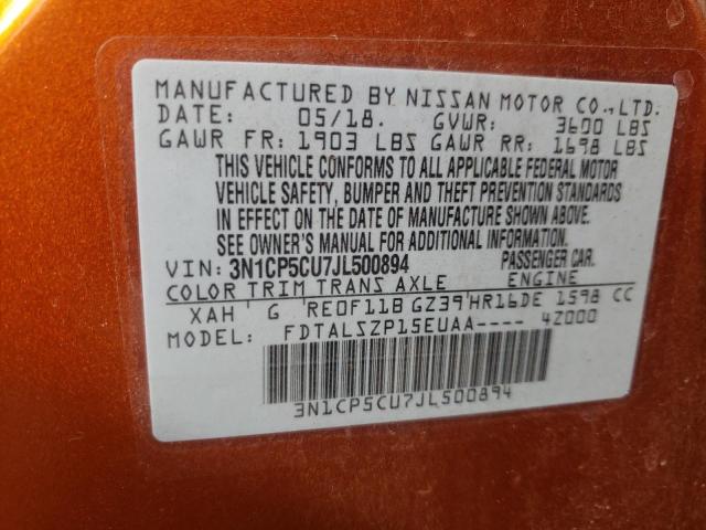 3N1CP5CU7JL500894 Nissan KICKS S
