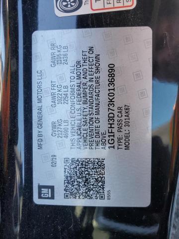 2019 CHEVROLET CAMARO SS - 1G1FH3D73K0136890