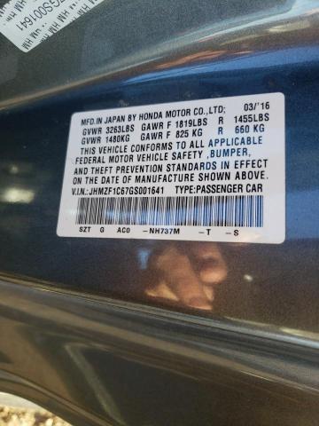 2016 HONDA CR-Z EX - JHMZF1C67GS001641