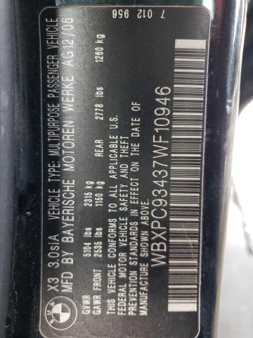 WBXPC93437WF10946 BMW X3 3.0SI