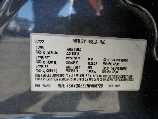 7SAYGDEE2NF506726 Tesla Model Y