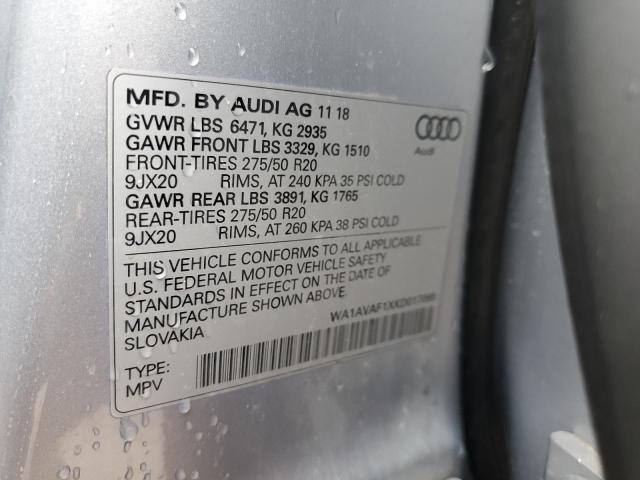 2019 AUDI Q8 PREMIUM WA1AVAF1XKD017065