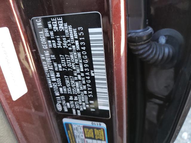 5XYPG4A39GG043153 KIA SORENTO LX