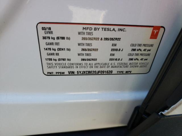 5YJXCBE20JF091639 Tesla MODEL X