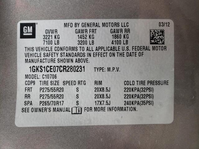 1GKS1CE07CR280231 GMC YUKON SLT