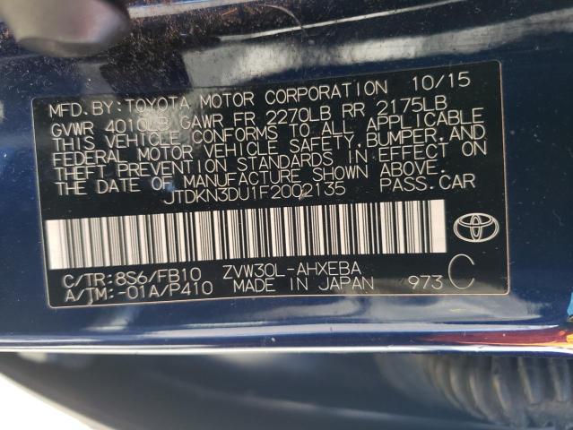 2015 TOYOTA PRIUS JTDKN3DU1F2002135