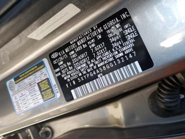 5XYPG4A58GG132147 KIA SORENTO LX