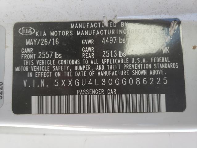 5XXGU4L30GG086225 KIA OPTIMA EX