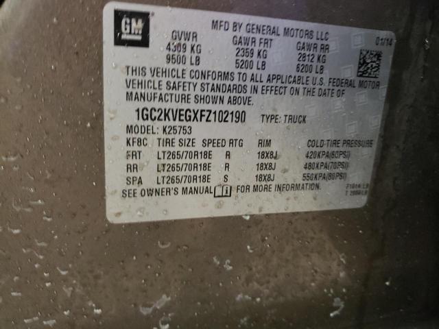 2015 CHEVROLET SILVER 4X4 1GC2KVEGXFZ102190