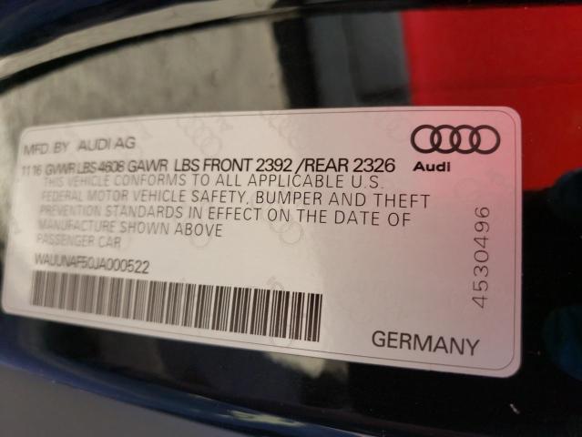 2018 AUDI A5 PRESTIG WAUUNAF50JA000522