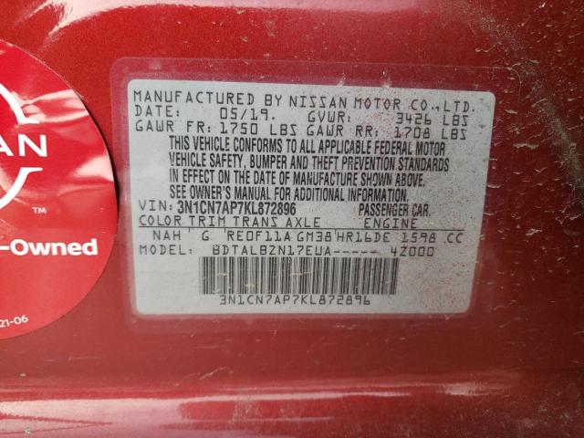3N1CN7AP7KL872896 Nissan VERSA S