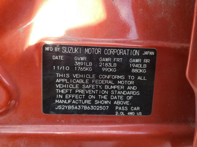 JS2YB5A37B6302507 Suzuki SX4