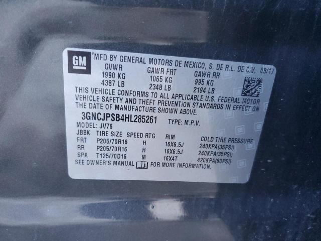 2017 CHEVROLET TRAX 1LT 3GNCJPSB4HL285261