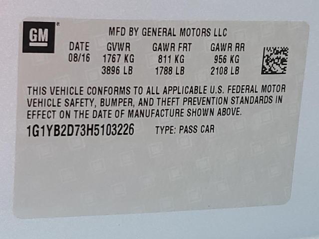 2017 CHEVROLET CORVETTE S - 1G1YB2D73H5103226