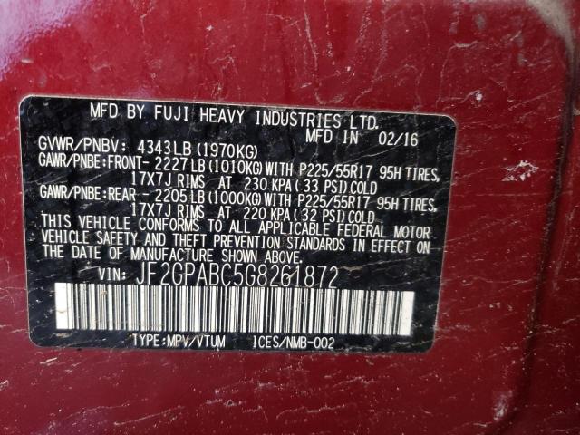JF2GPABC5G8261872 Subaru Crosstrek Premium