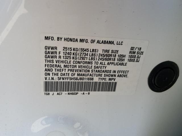 2018 HONDA PILOT EXL - 5FNYF5H58JB011698