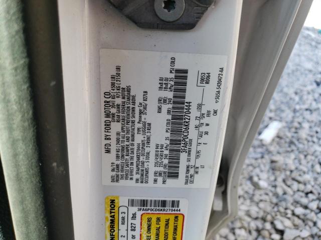 2019 FORD FUSION SEL - 3FA6P0CD6KR270444