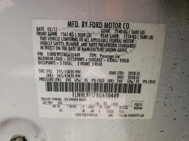 1LNHL9FT7BG610449 Lincoln MKS