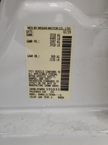 2019 NISSAN ALTIMA PLA 1N4BL4FW8KC195033