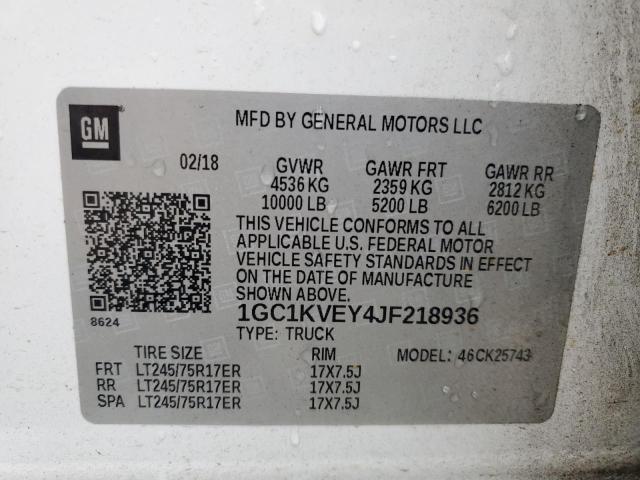 1GC1KVEY4JF218936 CHEVROLET ALL Models 2018