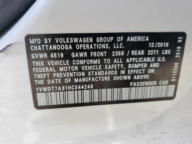 2017 VOLKSWAGEN PASSAT R-L - 1VWDT7A31HC044249